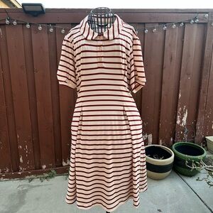 Striped Midi Dress in Red and Cream by Jones